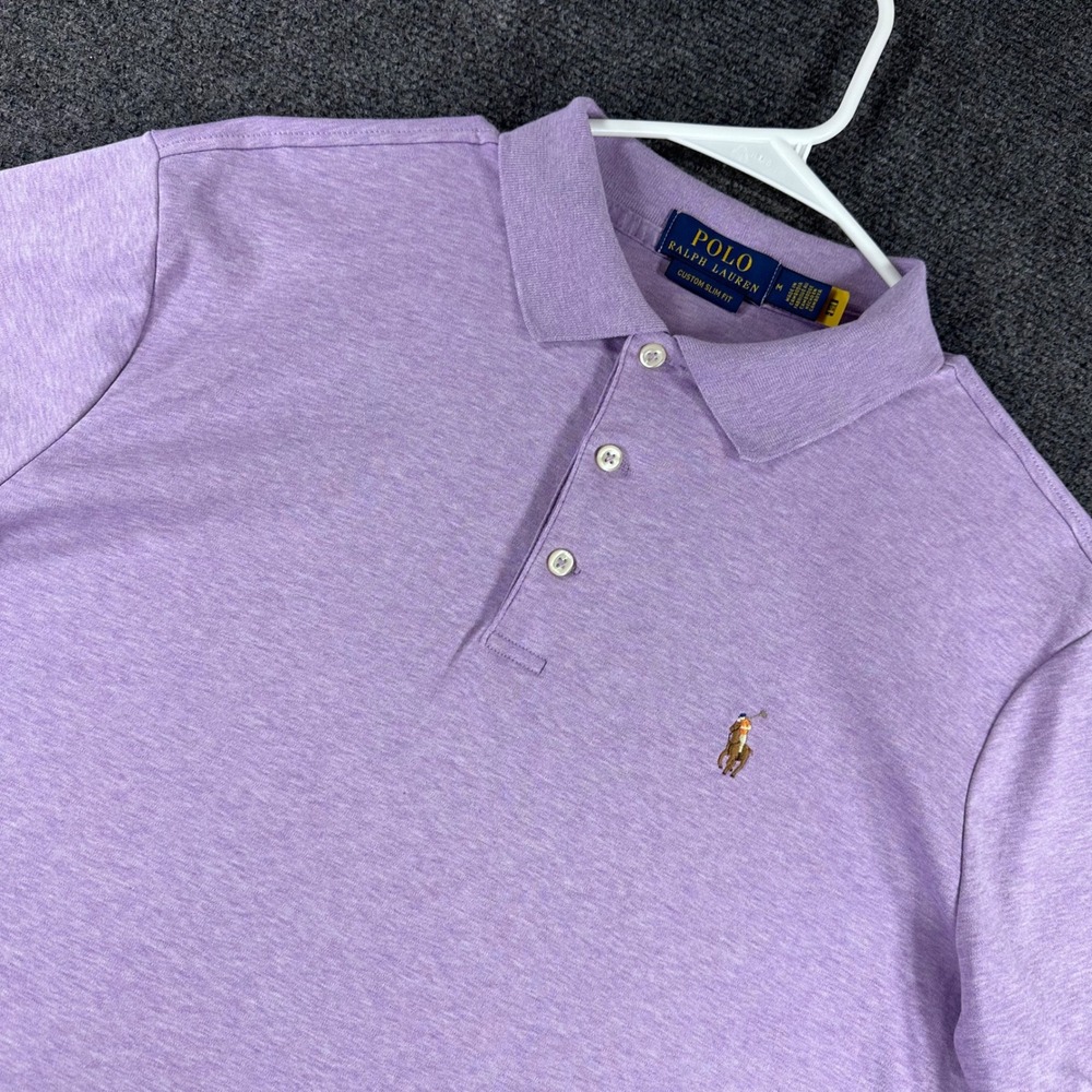 Polo Ralph Lauren Polo Shirt Mens M Medium Purple Custom Slim Fit Short Sleeve